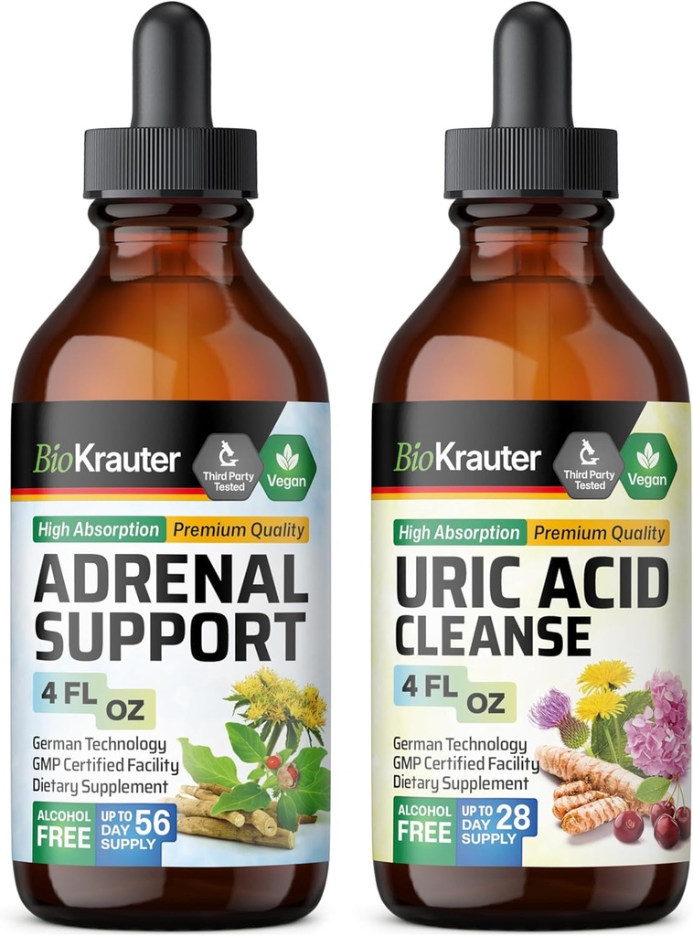 BIO KRAUTER 肾上腺支持Tincture 4 Fl. Oz. & Uric酸支持Tincture 4 Fl. Oz.