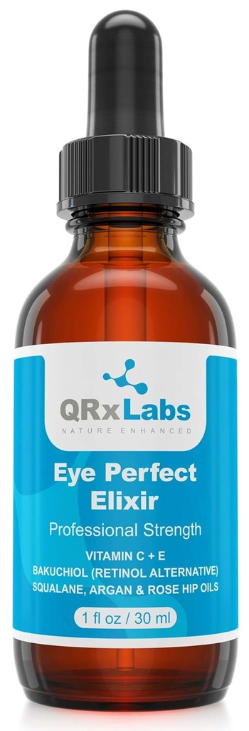 眼睛完美 Elixir - 与巴库奇奥尔(Retinol替代品)、纯Argan和Roship Oils、Squalane、维生素C & E - 最佳防衰老治疗血清用于袋、水肿、皱纹、乌鸦脚