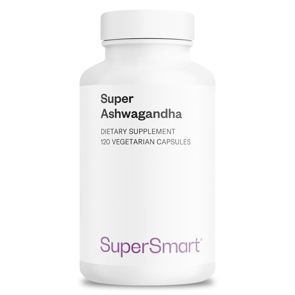 SuperSmart Super Ashwagandha 每日600mg (Patented) - KSM-66 Ashwagandha - 高概率 5% Withanolides QQ Non-GMO & Gluten Free - 120 蔬菜笼盖