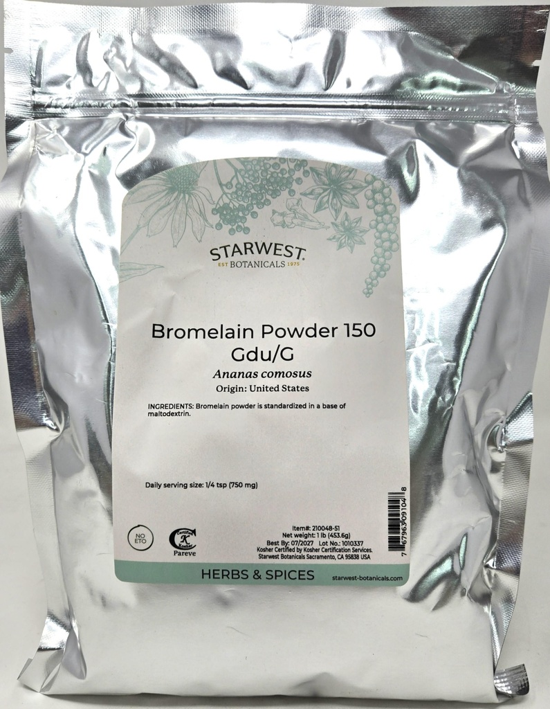 Bromelain Powder 150gdu - Ananas comosus, 1 lb, (西星植物学)