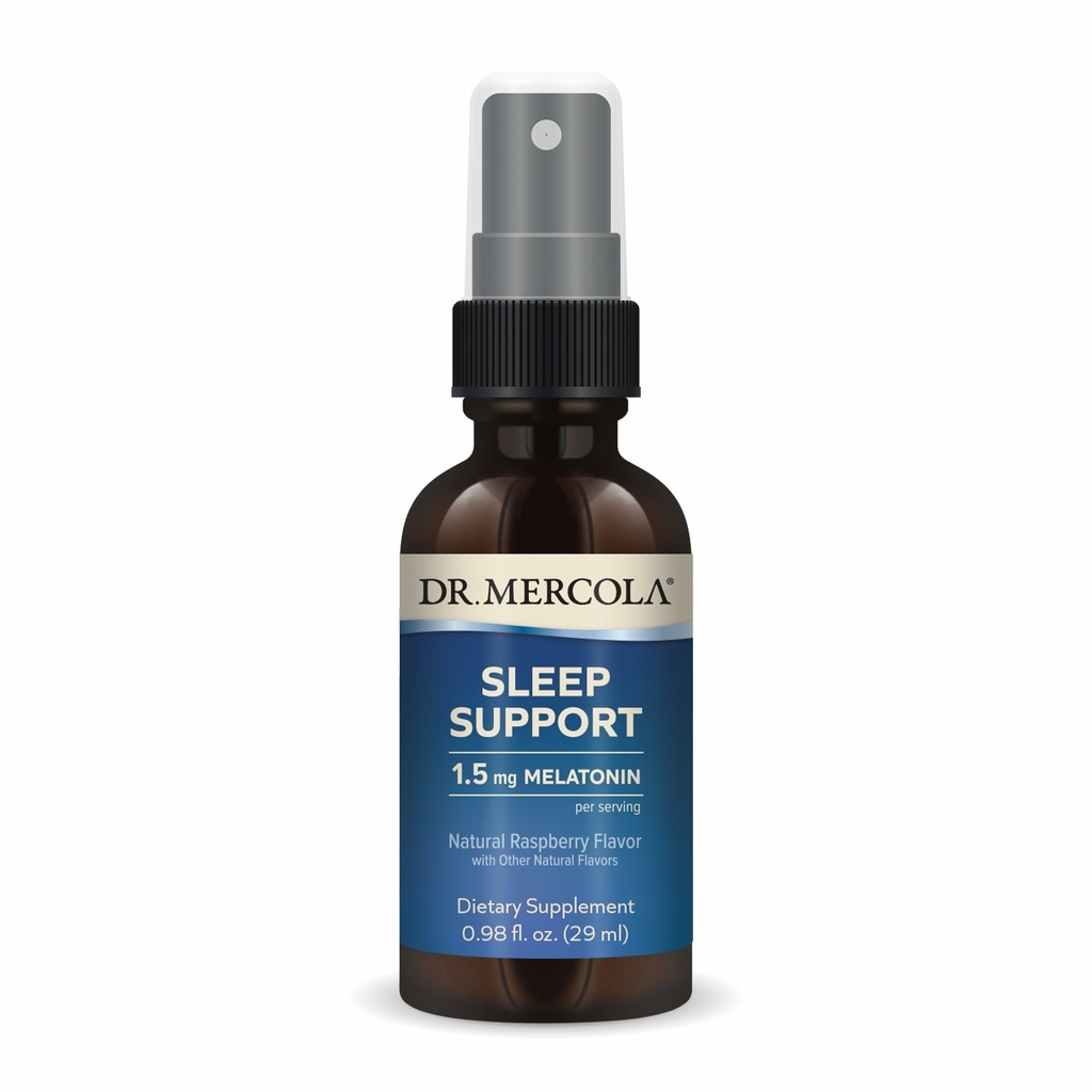 Mercola博士与Melatonin Spray-支持休息-非GMO、无糖和无豆-天然Raspberry Flavor-0.98 fl oz(35架)