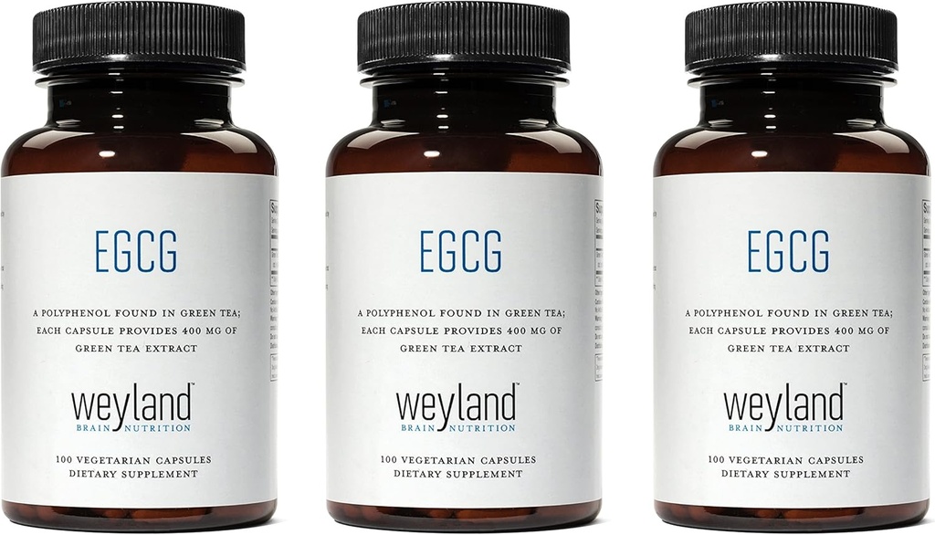 EGCG 绿色茶叶提取器 | 400 mg - 抗氧化剂补充剂 | Vegan, Gluten Free | 100 Vegetarian Capsules (Pack of 3)