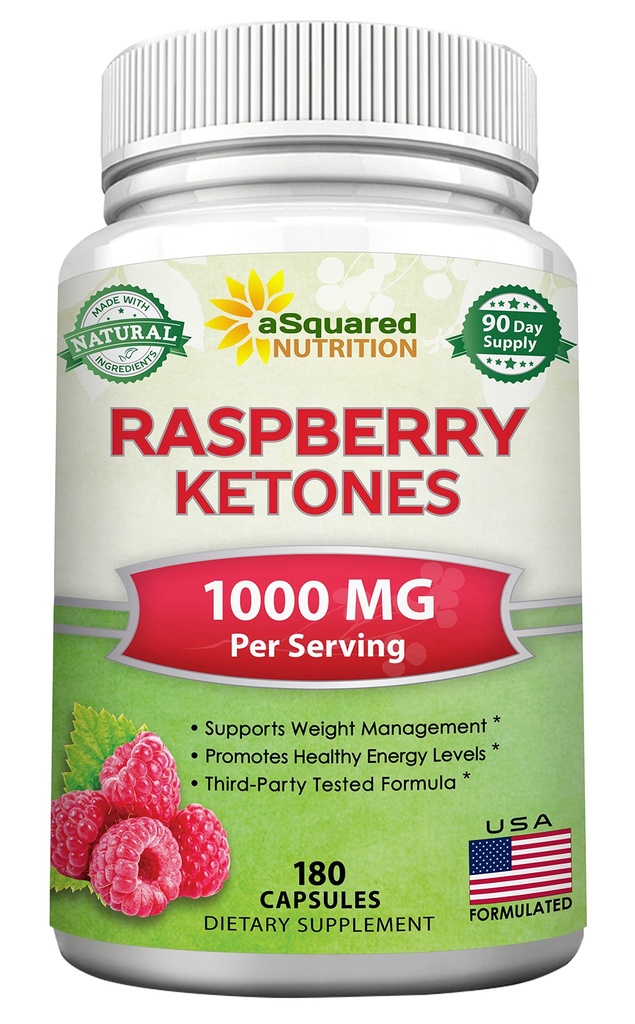 aSquared 营养 天然树莓 Ketones 1000mg-180 Capsules-Wight 损失补编, Max 力量+ Appetite 抑制性饮食药丸, Premium Lean 健康粉剂到促进纯能和代谢