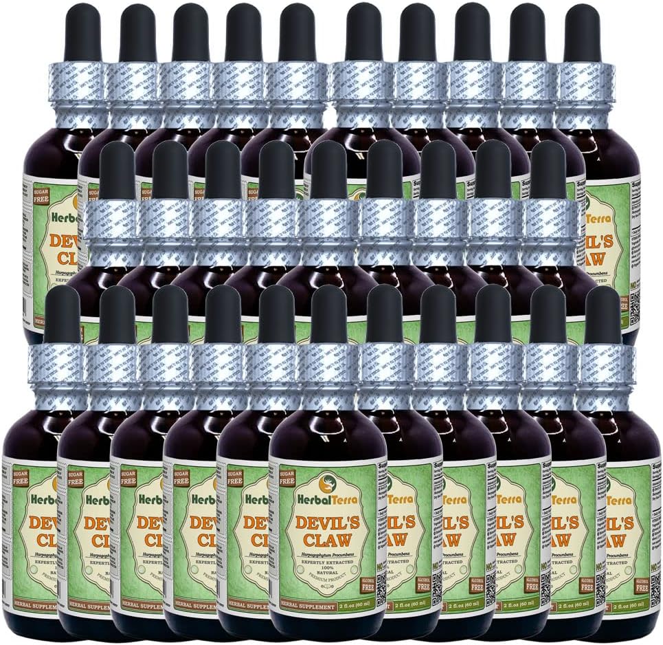 Devil's Claw (Harpagophytum Procumbens) Glycerite, 有机干根无酒精液体提取物(Brand name: Herbalterra, proudly made in USA) 30x2 fl.oz (30x60 ml)