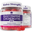 Glucosamine Chondroitin Gummys,无糖Glucosamine Chondroitin MSM补编,与Boswellia Turmeric,水解Colagen和Hyaluronic酸的超强,男女骨质健康,120Cts