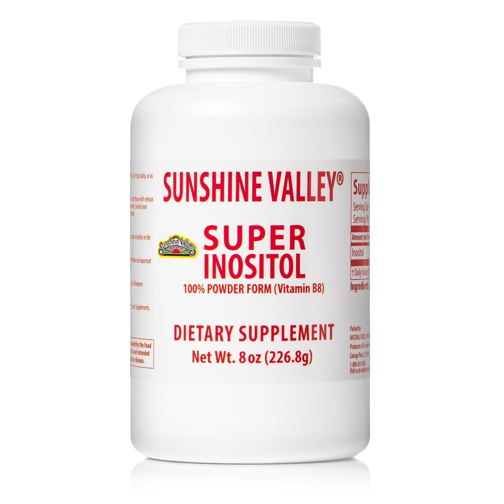 阳光谷 Super Inositol,维生素B8 食粉补充剂,天然PCOS 生育补充剂,激素平衡与健康氧化功能支持 - 8oz