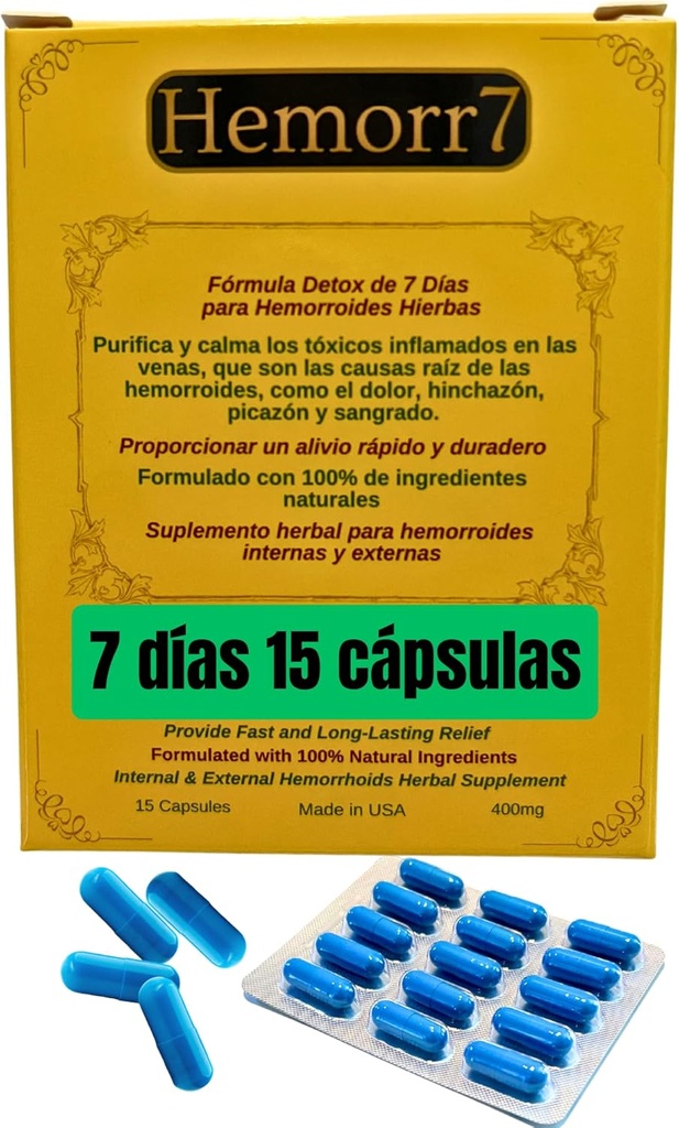 出血7: 7日 15日 卡普苏莱 15日 草原出血解毒方程式 Fórmula Herbal para desintorior las hemorroides Durante 7 días