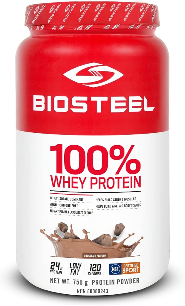 BioSteel Sports 100% Whey蛋白粉补充剂,rBGH Hormone Free & Non-GMO 后工作公式,巧克力,25种服务,25.5 Ounces