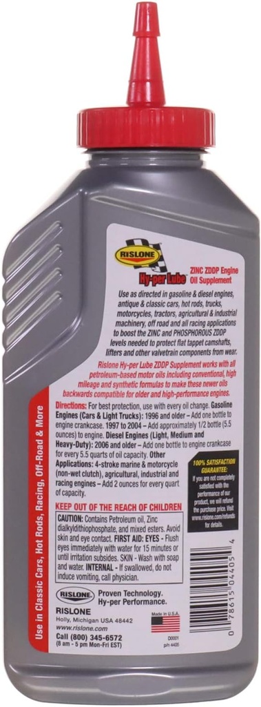 Rislone Hy-per Lube Zinc ZDDP补编 - 11 oz. (Pack of 2).
