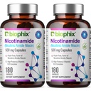 B-3 Nicotinamide 500 mg 180 Caps 2 Pack - Nicotinic 氨基氮化物 天然无氟维生素配方 - 支持皮肤细胞健康