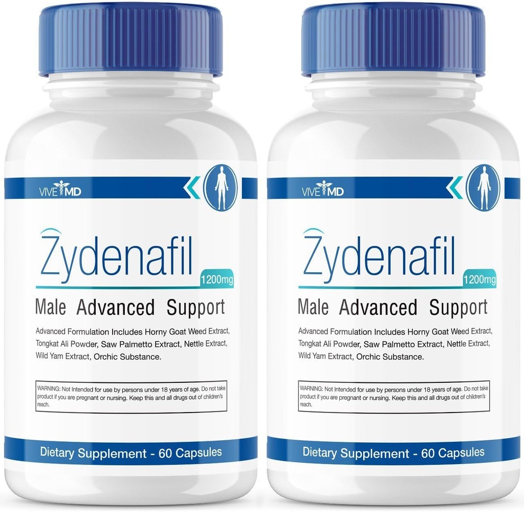 Vive MD Zydenafil Pills for Men 高级公式 - Zydenafil Male Pills - Zydenafil 1200mg 与Tongkat Ali, Saw Palmetto, 霍尼山羊杂草评论(2包) 最高强度