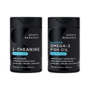 体育研究双强L-Theanine Suntheanine for Focus, relaxation and alertness un-Drowsy Support + Coconut Oil 60 Count & Treple Omega 3 鱼油 1250mg Burpless Omega3 EPA & DHA