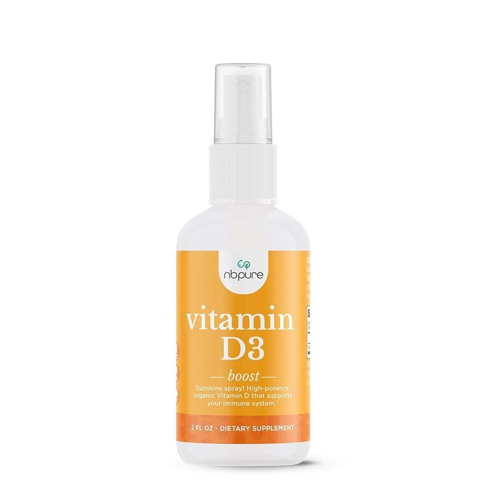 nbpure Organic Vitamin D3 Spray - High Potency Liquid 1000IU Per Serving for Women, Men, Kids - Cholecalciferol ‘Sunshine’ Supplement - Easy-to-Use, Family Friendly, On-The-Go Travel