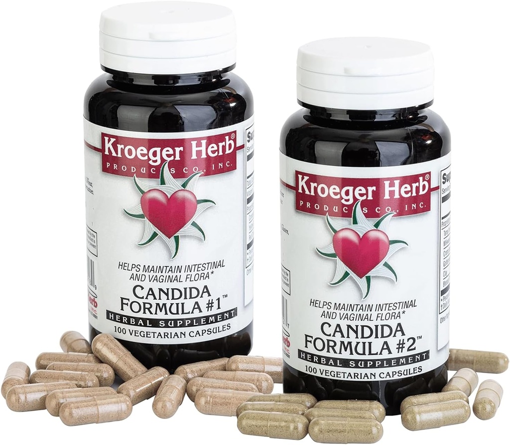 Kroeger Herb 产品 Candida 公式 # 1 和 # 2, 女性和男性租赁补充 - 支持 Yeast 和 Candida 的正常水平