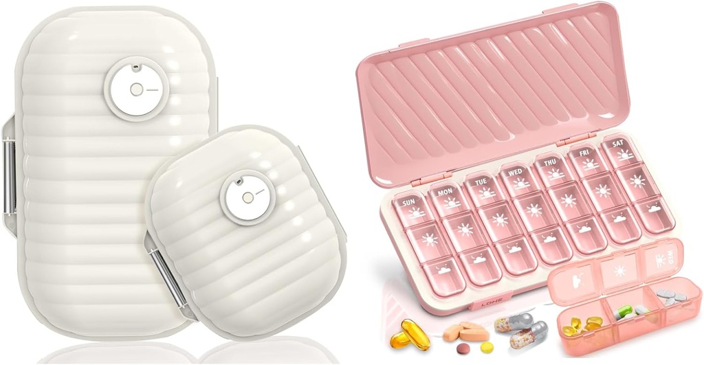 旅行药丸组织者,7天和药丸组织者 3天 A天,7天药盒 - GloDeals周刊药丸组织者 每日药品容器药剂箱案例 维生素鱼油补充品
