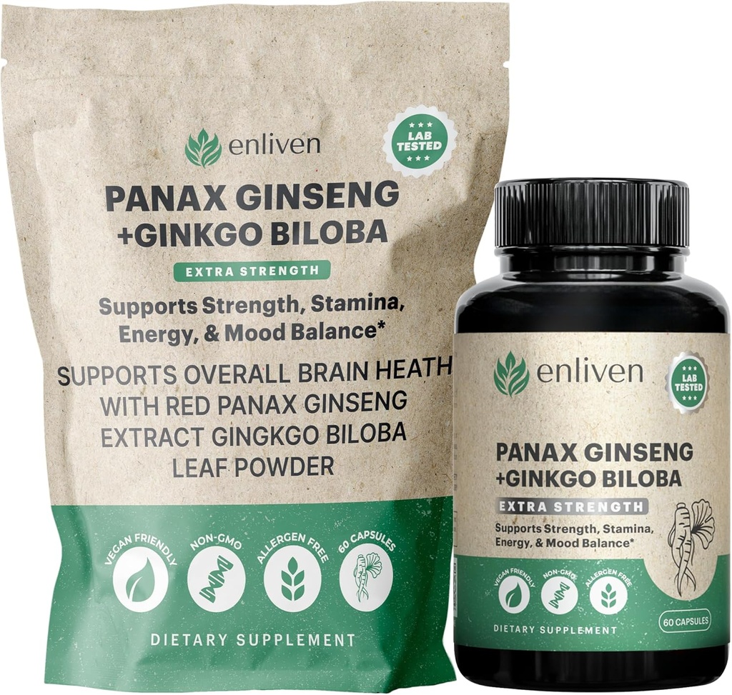 Panax Ginseng & Ginkgo Biloba 能源、焦点和大脑健康补充项目