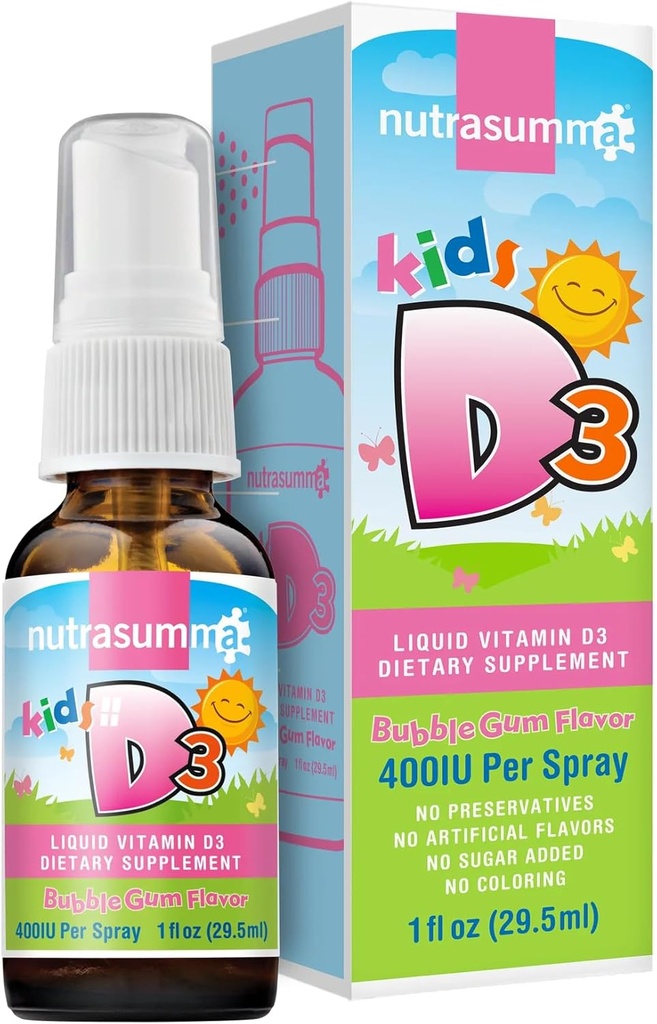 维生素D3 400 IU 喷泡 泡泡 Flavor-1oz-自然高吸收率支持骨气杆Immune系统维生素补充剂