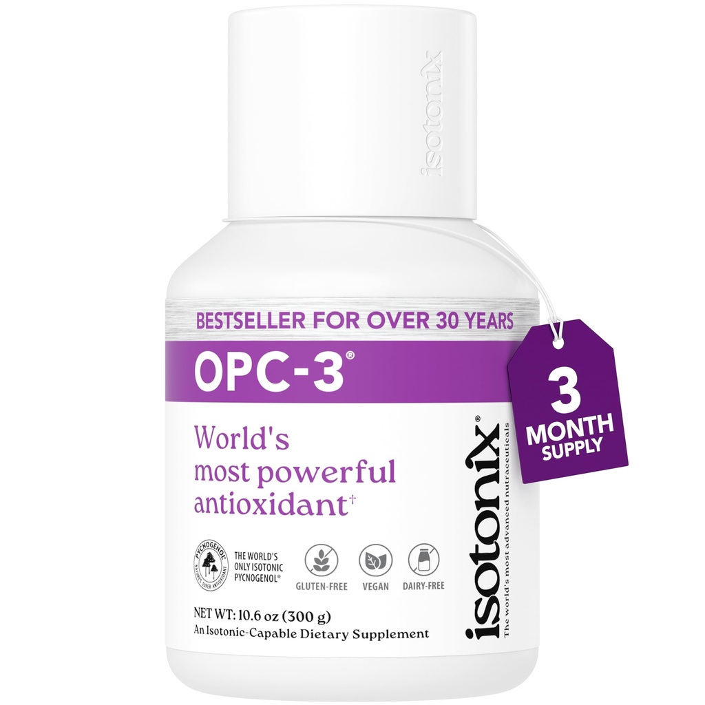 OPC-3 Isotonix - 抗氧化剂补充剂 - Pycnogenol, Grape种子提取剂, Bilberry, Red Wine & Pine Bark提取剂 - 用于心脏和循环支持 - Isotonic, Vegan, Gluten Free - 90 服务