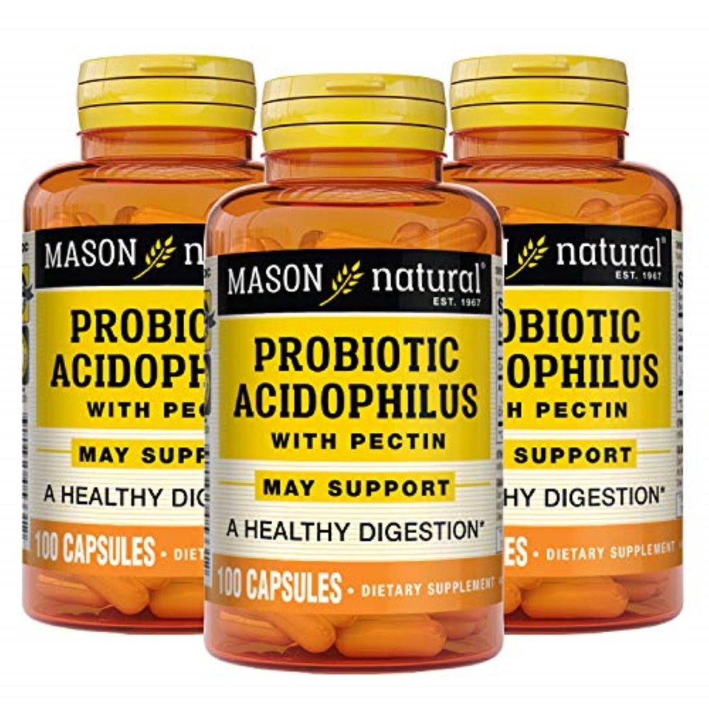 MASON NATURAL Acidophilus, 150天供应,支持与Pectin & Calcium的规律性和正常消化, 100 Capsules (第3包)