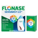Flonase Sensimist 过敏性肾上腺增生剂 - 非沉淀性24HR 耐久性过敏性增生剂 精细无刺的雾 - 120 Sprays Plus Bonus 包组织