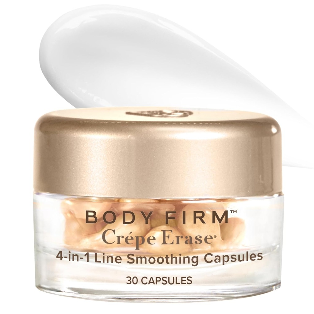 FIRM Crepe Erase 4-in-1 线平滑卡普勒斯,抗衰老,水化面部和眼部血清带有Hyaluronic Acid和多氯苯醚用于皱纹,Crepe皮肤和细线,30个计数
