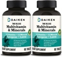 DAIKEN 迷你多维明,60块平板,用Lutein,Lycopene和Folic Acid加固,时间释放的多维他明给女性和男性,Vegan & 容易吞(包2)