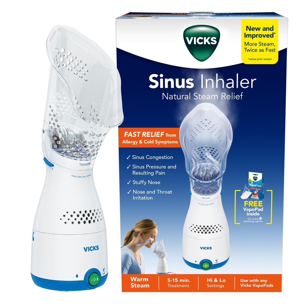 Vicks Sinus Inhaler - 对过敏性、摄入、咳嗽和冷水、蒸汽、鼻喉口、与VapoPads的工程进行非医疗性蒸汽救治(1个含)