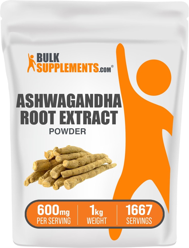 Bulk Ashwagandha root screw Powder - Ashwagandha Supplement, 草药补充 - Vegan & Gluten Free, 600 mg / service, 1kg (2.2 lbs) (一袋)