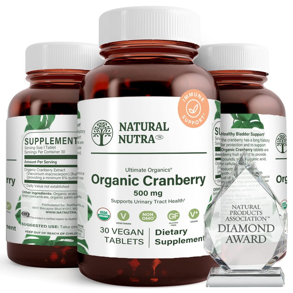 天然 Nutra 有机Cranberry 提取补充剂, 帮助预防尿症, 促进骨骼健康, 帮助保持心脏健康, 改善文摘, 促进皮肤健康, 30块药片, 一个月供应