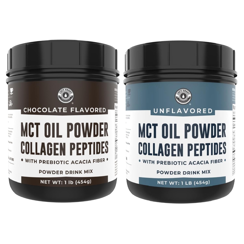 左岸性能 巧克力 MCT 油粉和Collagen Peptides, 1lb + 未味 MCT 油粉和Collagen Peptides, 1lb