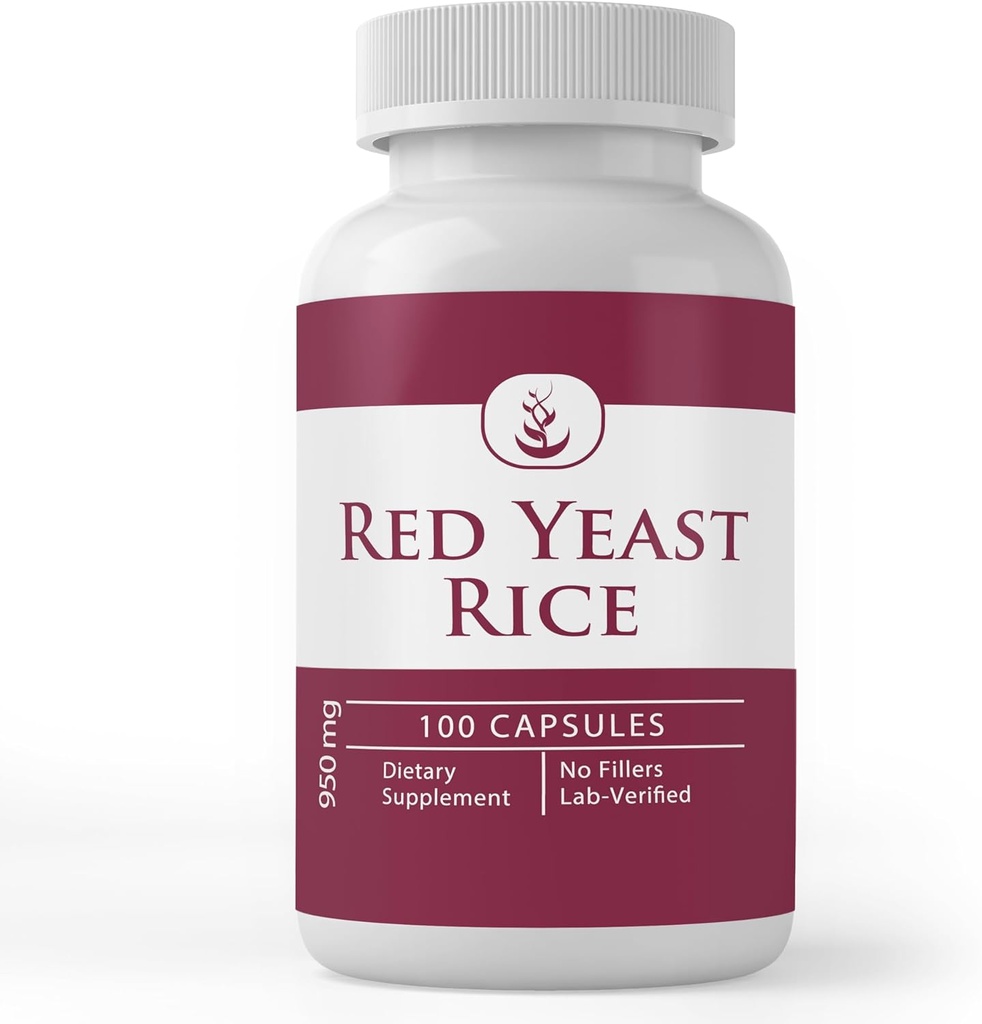 纯原始成份 红色 Yeast 水稻提取, (100 Capsules) 永远纯, 无添加剂或填料, Lab 校验(100 Capsules)