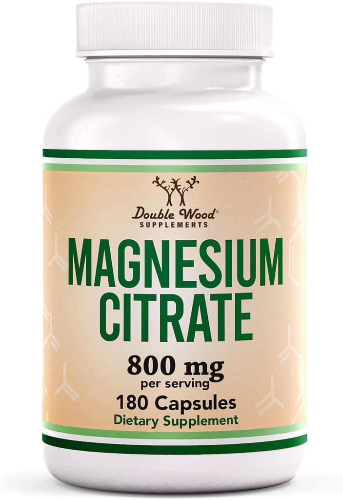 Citrate 800mg、180 Capsules、文摘和便秘支助、Vegan Safe、N-GMO、双木制补编