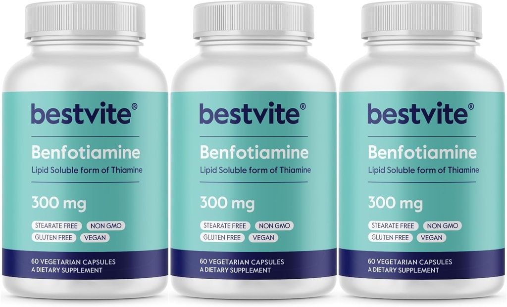 Benfotiamine 300mg(180 蔬菜卡普苏莱斯)(60x3) 无 Stearates - 无二氧化硅 - Vegan - 非 GMO - Gluten Free