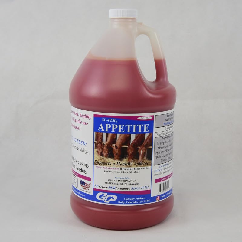 SU-PER 马匹的Appetite 补充 - Equine Appetite 助推液体饲料补充 - 对健康Appetite的维生素支持 - 1 Gallon, 4个月供应量