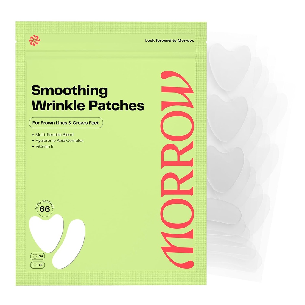 Morrow Beautiful - Peptide - Infused slipping 皱纹补丁 - 过夜补丁 平滑细线和皱纹补丁 乌鸦脚的抗衰老贴纸 11s,微笑线(66 Counter)