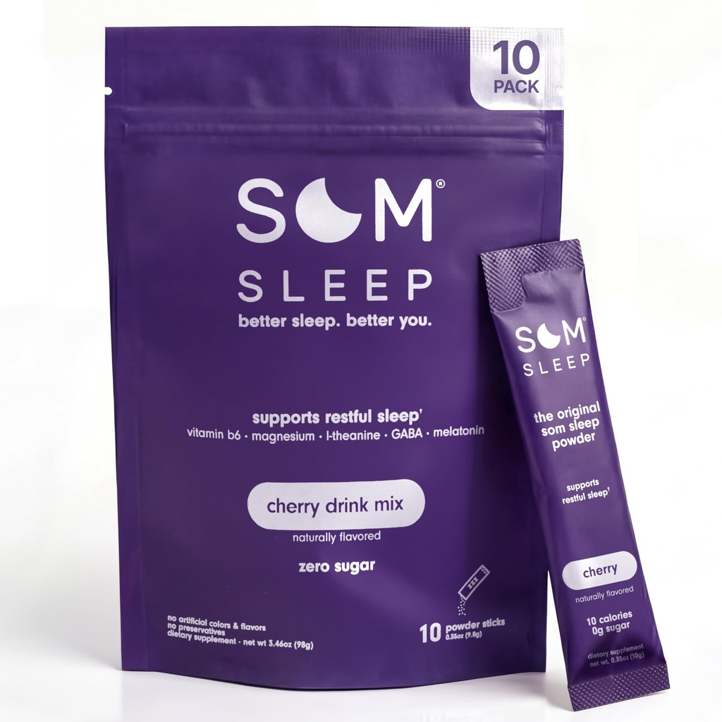 (原始内容存档于2017-09-26). Som Sleep, Restful Sleep Powder Drink Mix w/Melatonin, Magnesium, Vitamin B6, L-Theanine & GABA — Vegan, Zero Sugar, Keto 友好的樱桃, 10 Pack