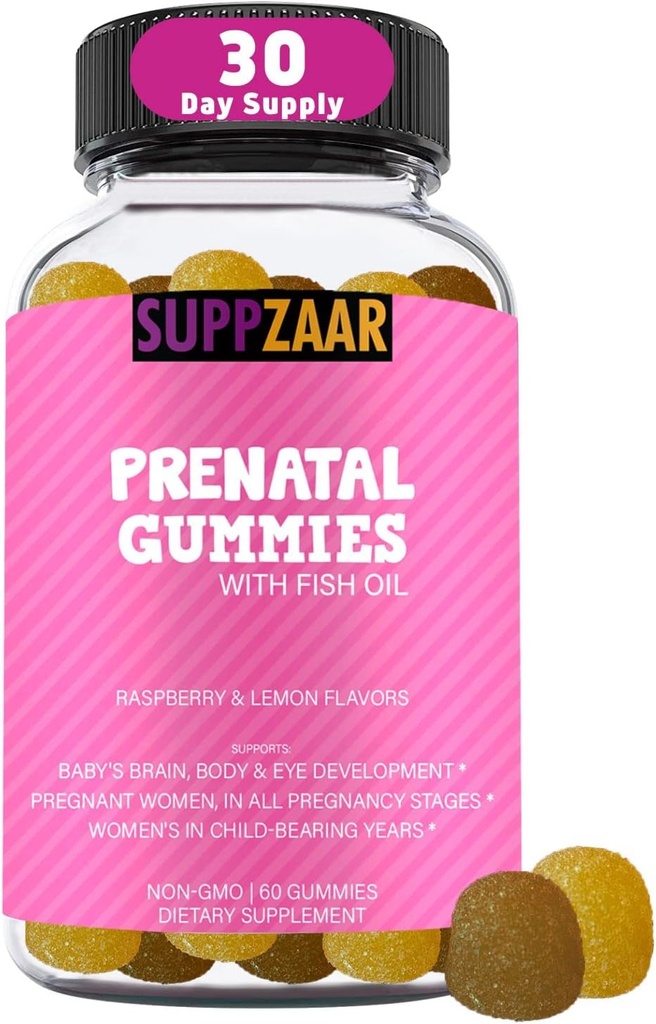 使用DHA、Folic Acid、鱼油、碘、生物素和维生素A C D E B6 B12的产前维生素 -- -- 支持妇女健康与健康的美味维生素 -- -- 60古米