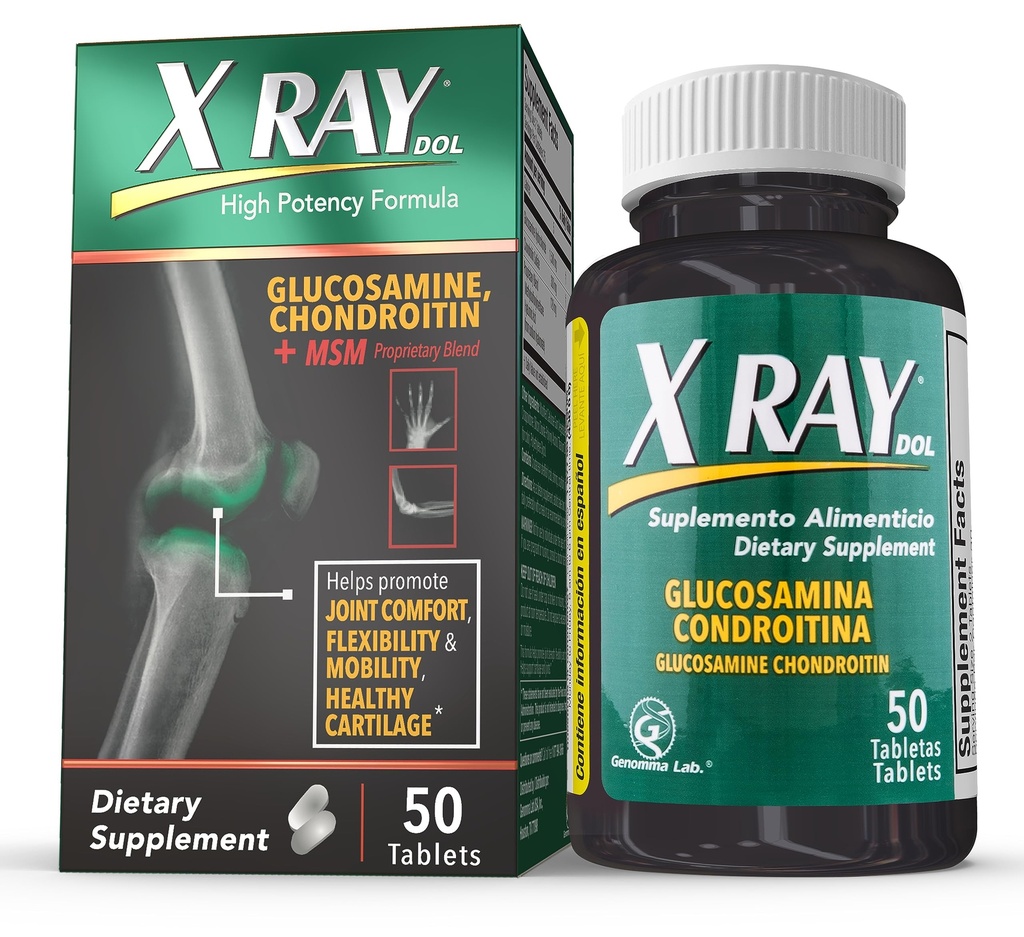 X 雷高概率联合健康补充剂,配有Glucosamine 1500mg,Chondroitin 300mg,MSM 120 mg,支持健康关节,骨骼和卡蒂拉奇-50个计数