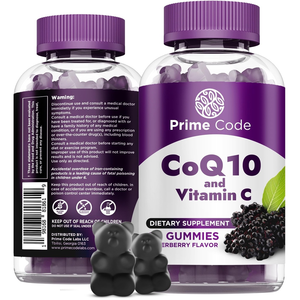 Prime CoQ10 Gummys 200mg with Vitamin C – Coenzyme Q10 细胞能量支持的抗氧化剂补充剂 – Easy-to-Take Vegan Gummys for Adults – 60 Counter – Gummys – Gummys – Gummys – Gummys – Gummys – Gummys – Colenzyme – Conzyme Q10 手机能量支持的抗氧化剂补充剂 – Easy-to-Take Vegan Gummys for 成人 – 60 Count