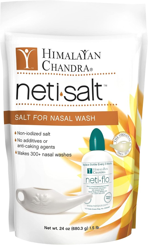 喜马拉雅研究所 Neti Pot 盐袋 - 1.5磅 - 包装 2