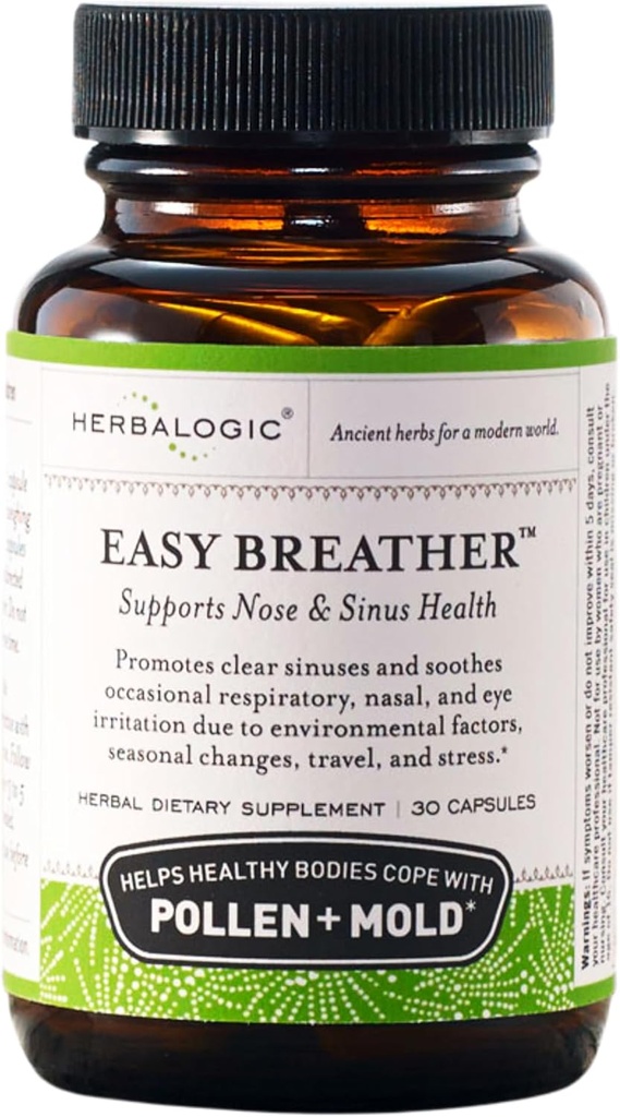Herbalogic - 轻松呼吸器 Herb Capsules - 支持 Nose & Sinus 健康 - 帮助健康的身体 Cope with Pollen & Mold - 基于传统中国公式 Yu Ping Fang San - 30 Cap Count