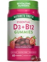 大自然的真理维生素D3和成人的B12 Gummys |60 Counter |60 草莓 Flavor | Vegetarian, Non-GMO & Gluten Free Supplement