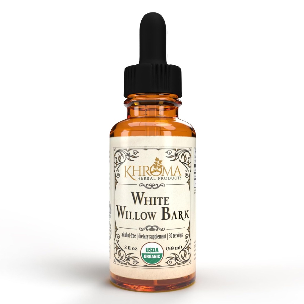 Khroma草药产品 有机白柳酒 30 成品 - 800 MG 成品 - 2 FL OZ 液体在玻璃瓶中 - Salix Alba