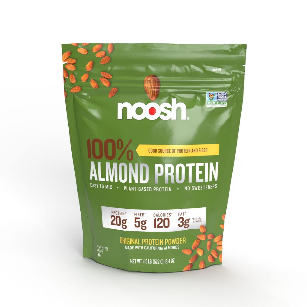 NOOSH 以杏仁蛋白为原料的植物 蛋白质 粉末 无味的35 gram - Vegan, All Natural Infedients, Non-GMO, Gluten Free, Kosher, Palentian Free, Soy Free, Dairy Free (Unflavored)