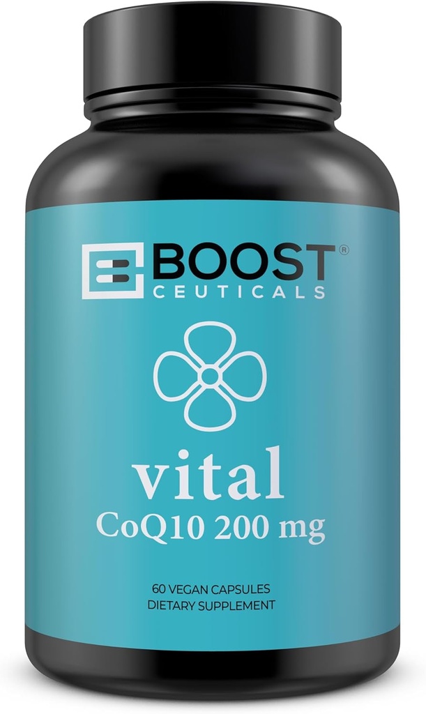 CoQ10 200mg 高吸收Coq10 与 Bioperine |纯 CoQ10 Vegan 非 GMO | 无 Stearates No Gluten | 60 200 mg Capsules