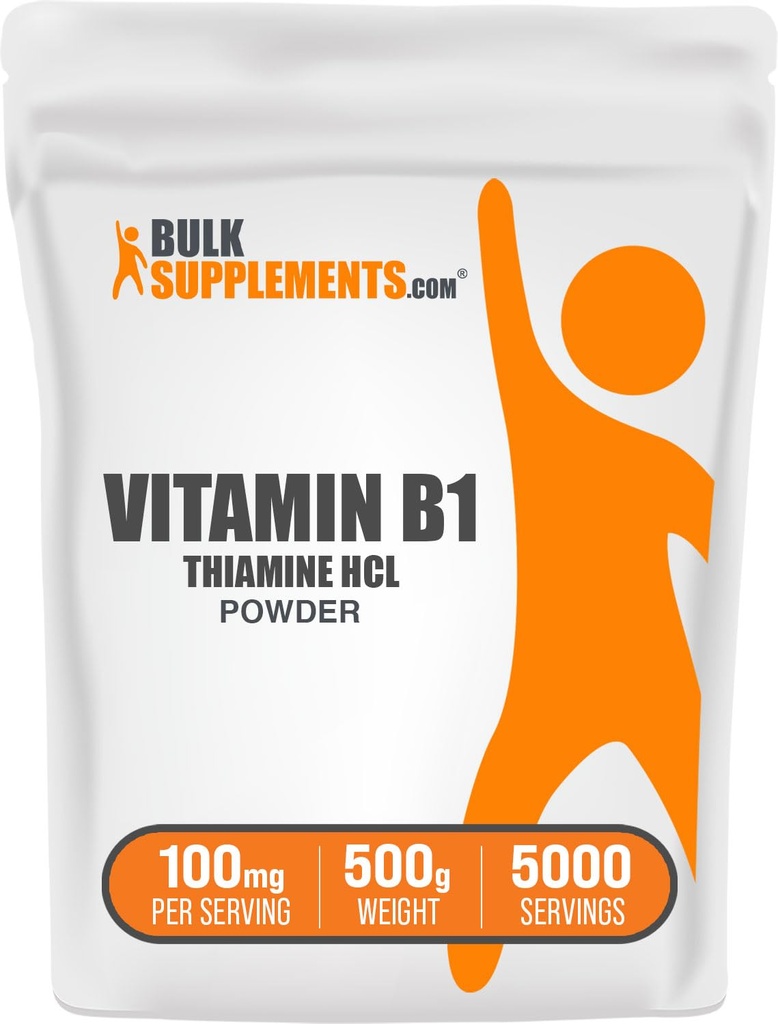 聚氰胺HCl粉 - 氢氯胺酯,B1维生素,Thiamine B1补充剂,Thiamine 100mg - 不含Gluten,每服100mg,500g(1.1磅)(一包)