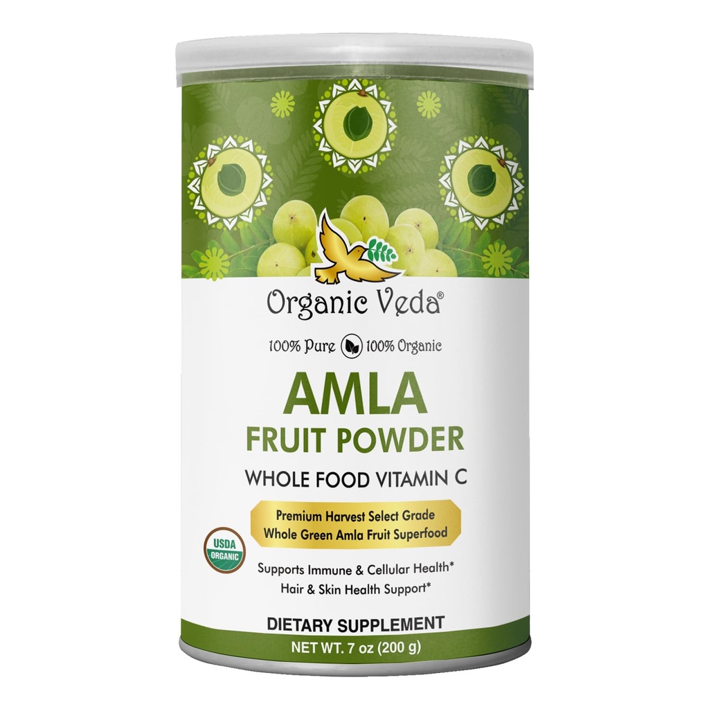 有机维达 Amla 粉末 有机,7oz - 印度鹅莓 毛发粉 - 100%纯 Amla 水果粉富含维生素 C,抗氧化剂,支持免疫,消化和皮肤健康,Non-GMO, Vegan
