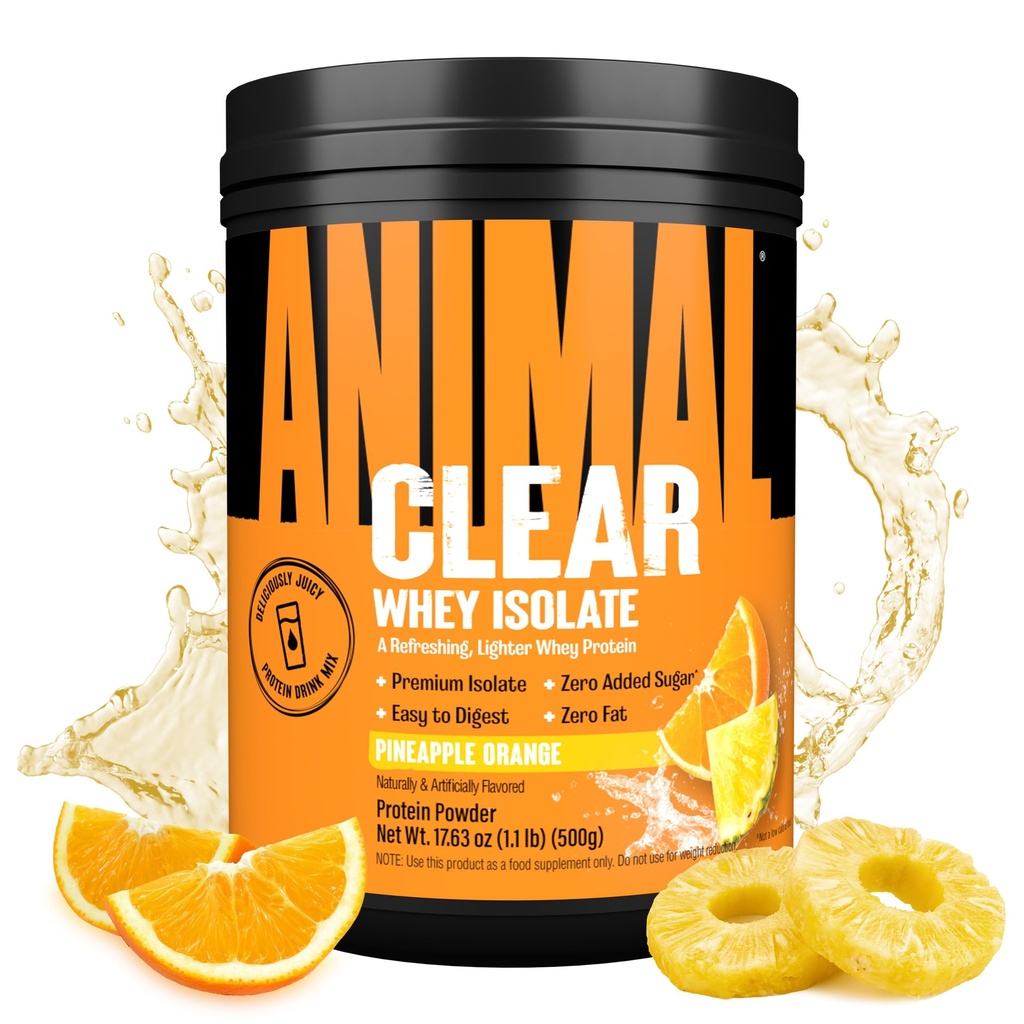 Clear Whey Isolate蛋白粉 - 易摘和混合,5g BCAA,美味的汁液,随时刷新男女饮料,菠萝橙500g(20种服务)