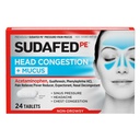 sudafed PE Head Contracting + Mucus Relief Tables for Sinus Press, Contracting, & Headache, 带有乙酰氨基苯的非摇头丸, Guaifensin & Phenylephrine HCI, 24 cm