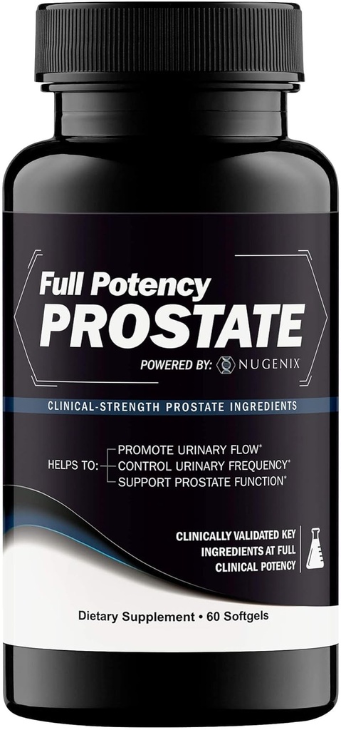 Nugenix Full Potency 前列腺 - 男子健康前列腺支持补充剂,临床- Strength, Saw Palmetto, 增加尿液流和频率,以及支持前列腺功能, 60 Capsules